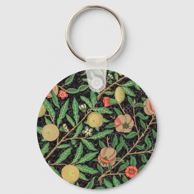 Porte-clés Motif floral de grenade de fruit de William Morris (Recto)