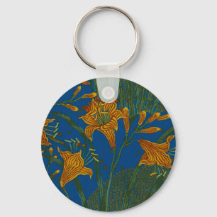 Porte-clés Motif floral de jour de lys vintage de Walter Cran