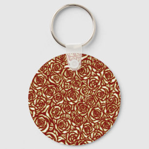 Porte-clés Motif floral de luxe rose et or burgundy