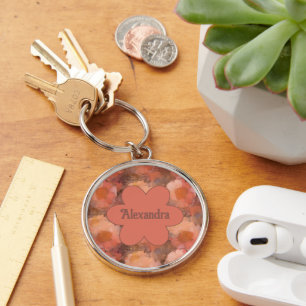 Porte-clés Motif floral de marguerite à l'aquarelle rustique