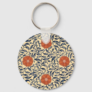Porte-clés Motif floral de pivoine chinoise Art nouveau vinta