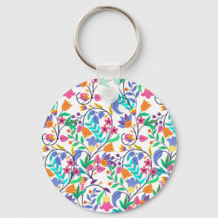 Porte-clés Motif floral exotique coloré