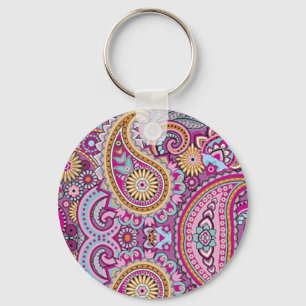 Porte-clés Motif floral paisley boho vibrant Art coloré