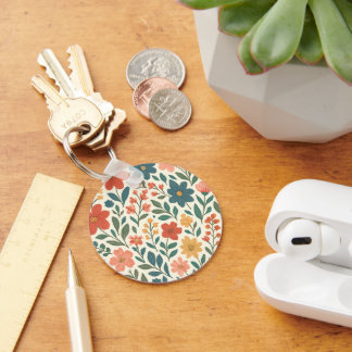 Porte-clés Motif floral peint à la main – Botanique colorée