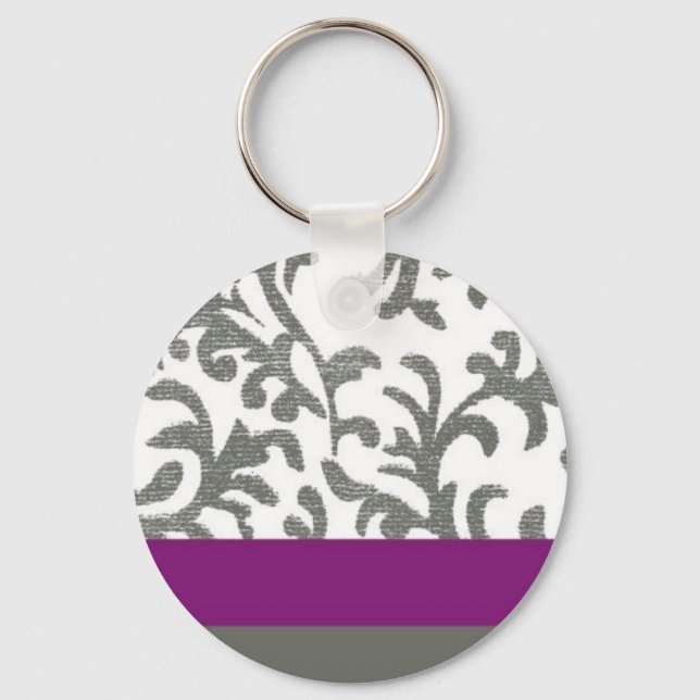 Porte-clés Motif floral pourpre et gris (Recto)
