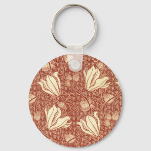 Porte-clés Motif floral Red Lily de style William Morris