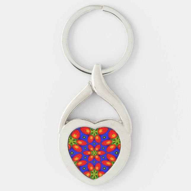 Porte-clés Motif Floral Rouge mou (Devant)