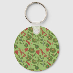 Porte-clés Motif floral vert sans couture fleur, branche, feu