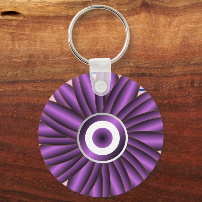 Porte-clés Motif Floral Violet Design Fleur Moderne Abstraite (Recto)