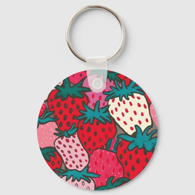 Porte-clés Motif Fraise (Recto)