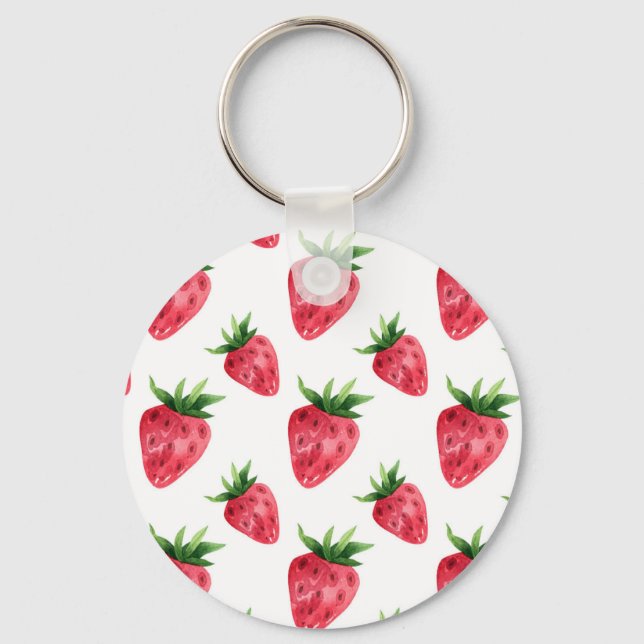 Porte-clés Motif Fraises Rouges (Recto)
