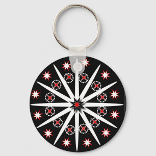 Porte-clés Motif frappant noir rouge gris et blanc ke