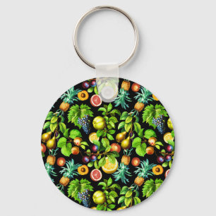 Porte-clés Motif Fruits sur Arrière - plan noir