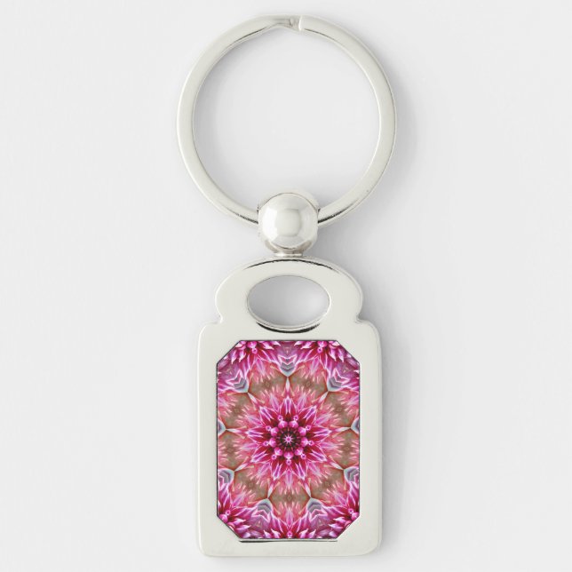 Porte-clés Motif géométrique à fleurs rose Mandala-67545 (Devant)