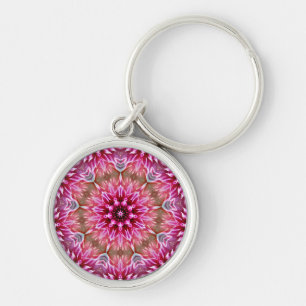 Porte-clés Motif géométrique à fleurs rose Mandala-67545