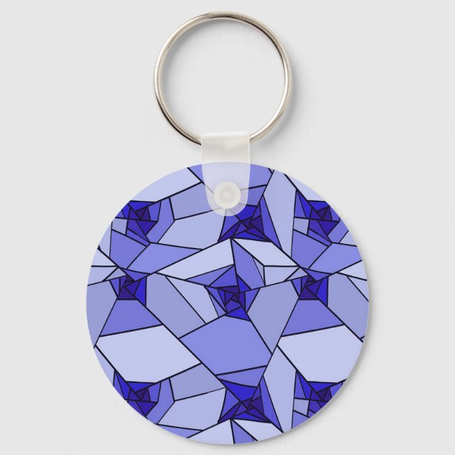Porte-clés Motif géométrique abstrait bleu (Recto)