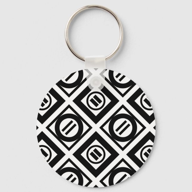 Porte-clés Motif géométrique Black Equal Sign en blanc (Recto)