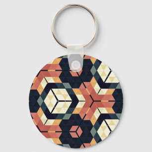 Porte-clés Motif géométrique Carré Hexagon coloré