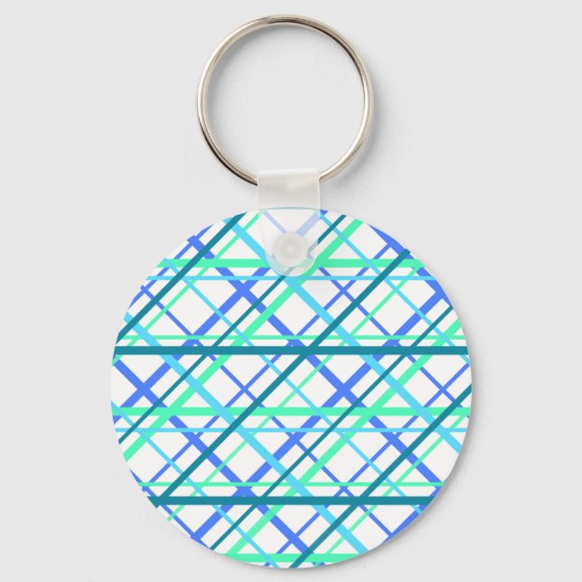 Porte-clés Motif géométrique classique en blues (Recto)