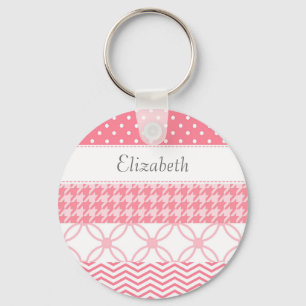 Porte-clés Motif géométrique de bande Washi rose Girl avec no