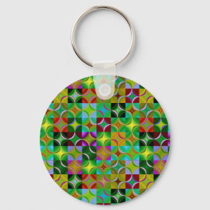 Porte-clés Motif Géométrique de Carrés et Cercles Colorés