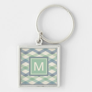 Porte-clés Motif géométrique en pastel du monogramme  