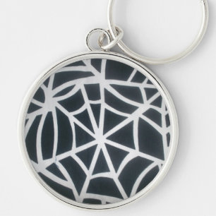 Porte-clés Motif géométrique Gras noir et blanc Spider Web