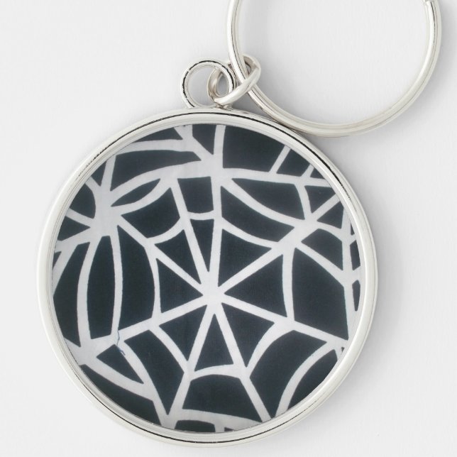 Porte-clés Motif géométrique Gras noir et blanc Spider Web (Devant)