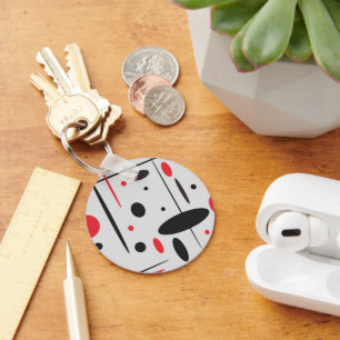 Porte-clés Motif géométrique noir et rouge