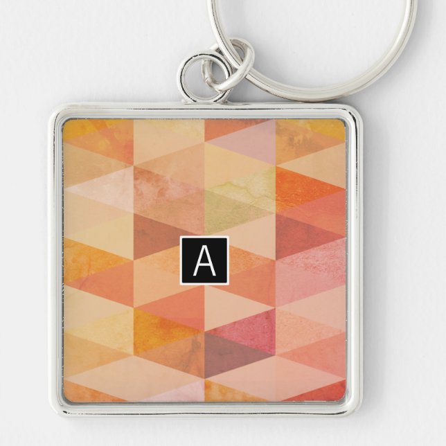 Porte-clés Motif géométrique Triangle doux | Monogrammé (Devant)