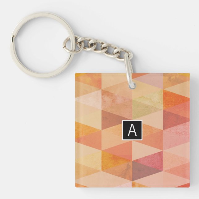Porte-clés Motif géométrique Triangle souple | Monogramme (Devant)