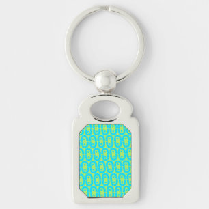 Porte-clés Motif géométrique turquoise et vert lime
