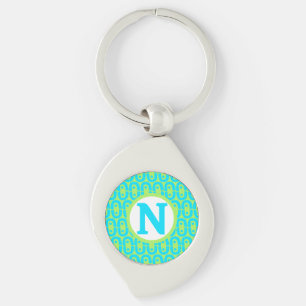 Porte-clés Motif géométrique turquoise et vert lime