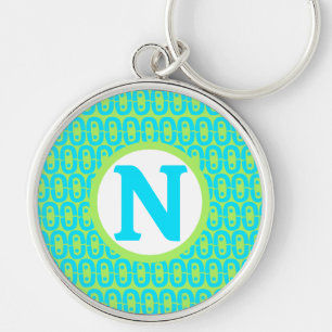 Porte-clés Motif géométrique turquoise et vert lime