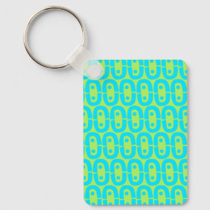 Porte-clés Motif géométrique turquoise et vert lime
