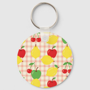 Porte-clés Motif Gingham de Fruits Mignons