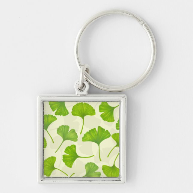Porte-clés Motif Ginkgo sur blanc (Devant)
