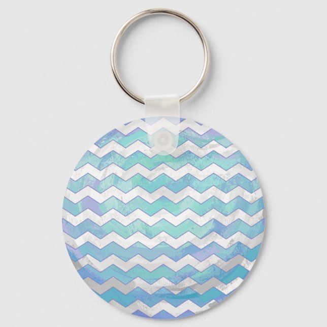 Porte-clés Motif Glacier Blue Chevron (Recto)