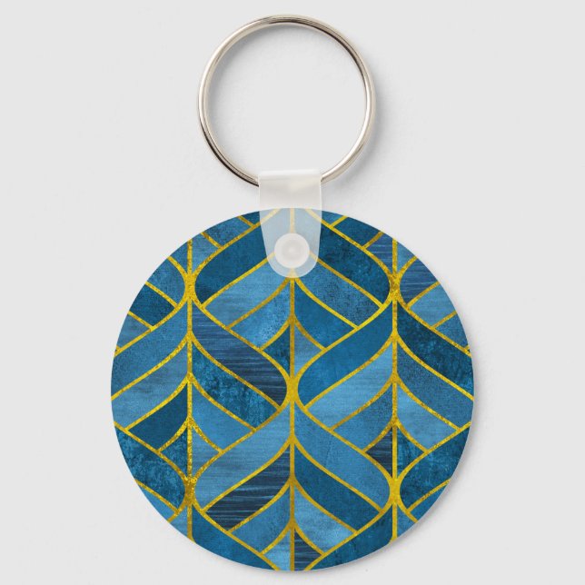 Porte-clés Motif Gold Blue Grunge (Recto)
