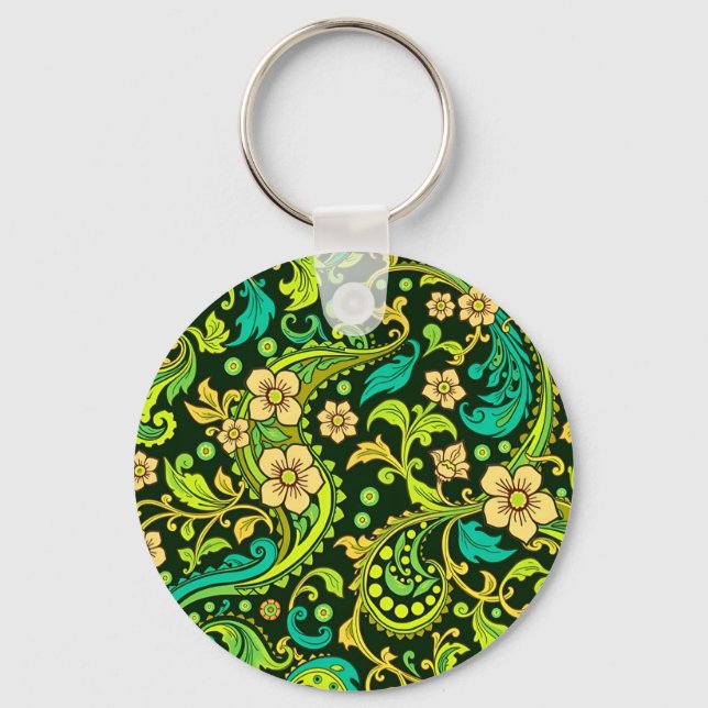 Porte-clés Motif Green Paisley (Recto)