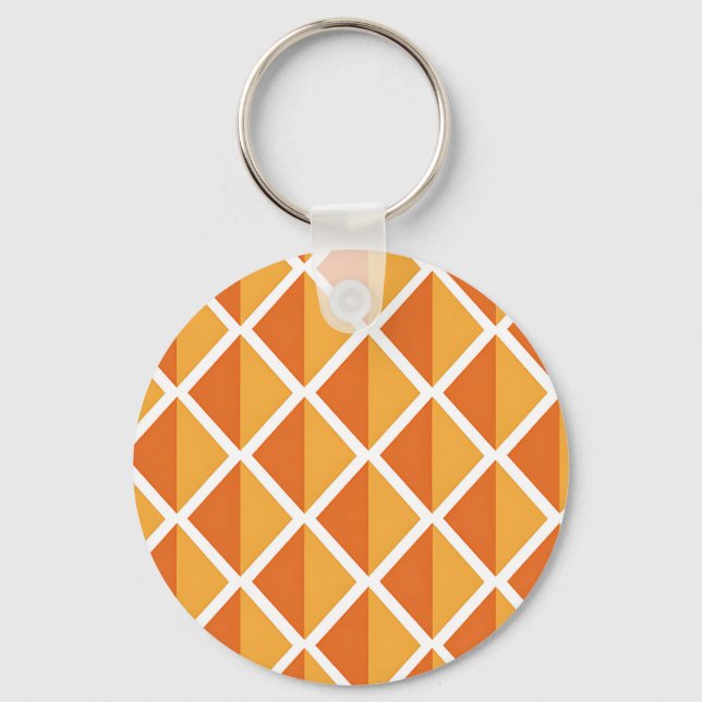 Porte-clés Motif Harlequin Diamant Orange Rétro (Recto)