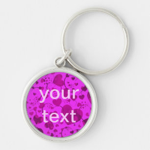 Porte-clés MOTIF HEART ART 6 + votre texte rose