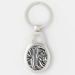 Porte-clés Motif Imprimé Zèbre Noir et Blanc Gras