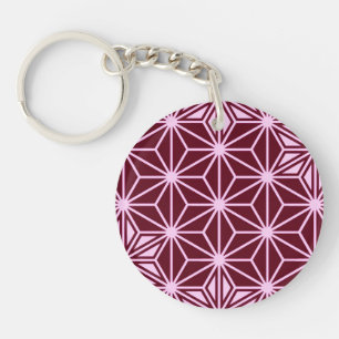Porte-clés Motif japonais Asanoha - bordeaux