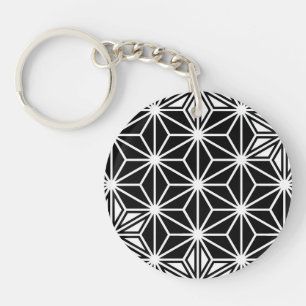 Porte-clés Motif japonais Asanoha - noir et blanc