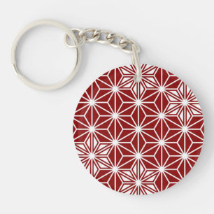 Porte-clés Motif japonais Asanoha - rouge foncé