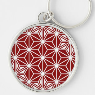 Porte-clés Motif japonais Asanoha - rouge foncé