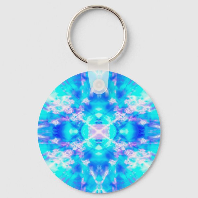 Porte-clés Motif kaléidoscope bleu (Recto)