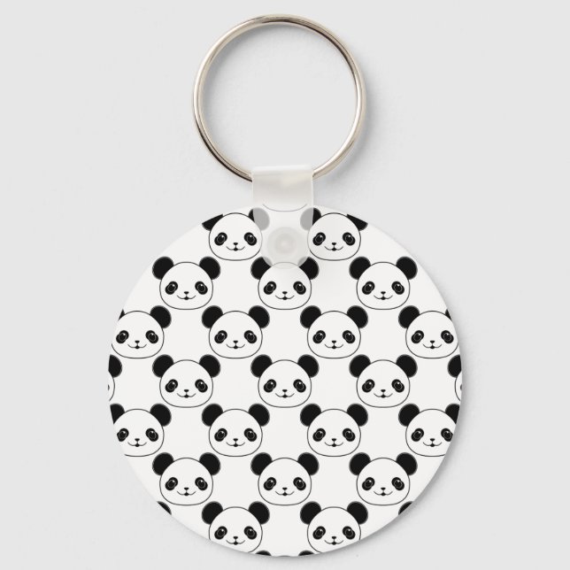 Porte-clés Motif Kawaii Panda En Noir Et Blanc (Recto)
