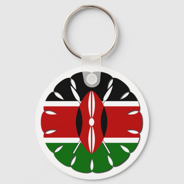 Porte-clés Motif kenyan rond : un symbole national (Recto)